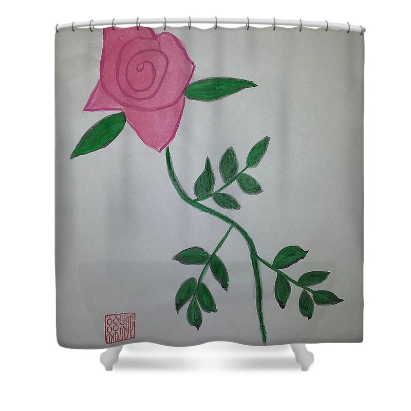 Love Shower Curtain featuring the painting A Single Red Rose by Margaret Welsh Willowsilk