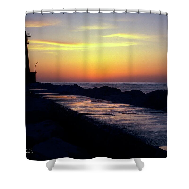 Color Shower Curtain featuring the photograph A Sliver of Sunset by Frederic A Reinecke