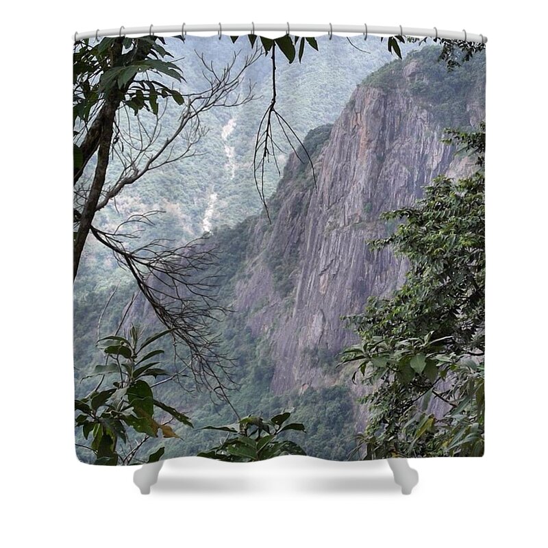 Hiking Shower Curtain featuring the photograph A Small Gap In The Trees Provided This by Charlotte Cooper