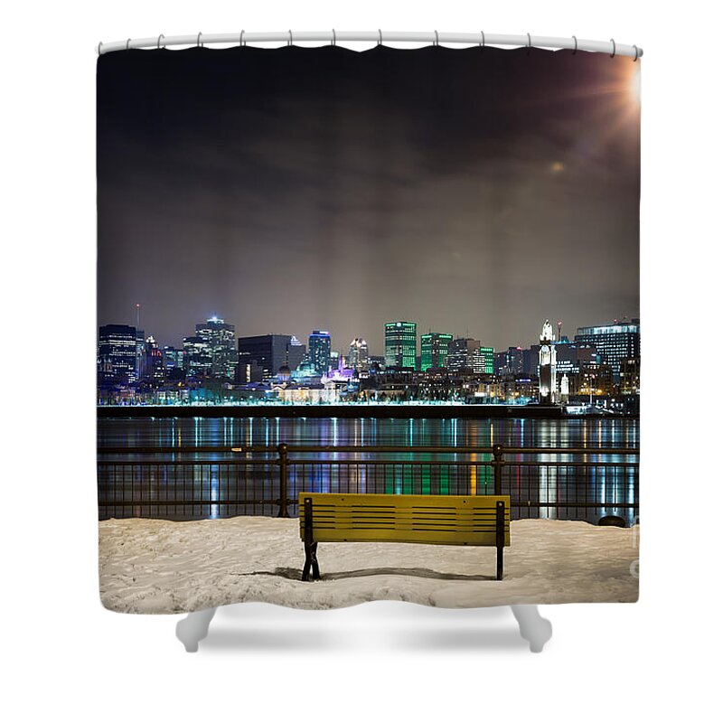 Montreal Shower Curtain featuring the photograph A snowy night in Montreal by Jane Rix