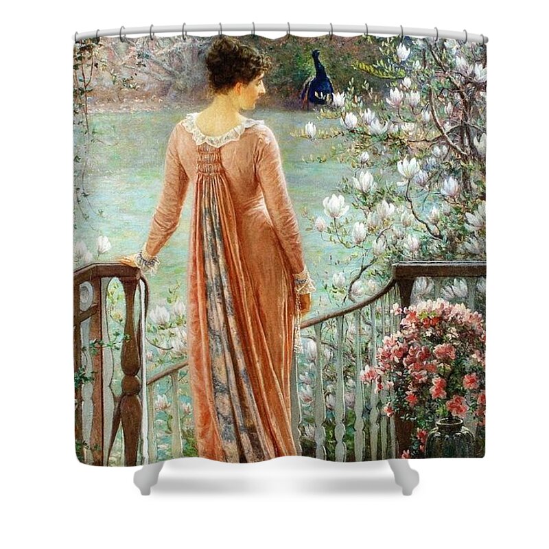 William John Hennessy - A Spring Fantasy 1880 Shower Curtain featuring the painting A Spring Fantasy by MotionAge Designs