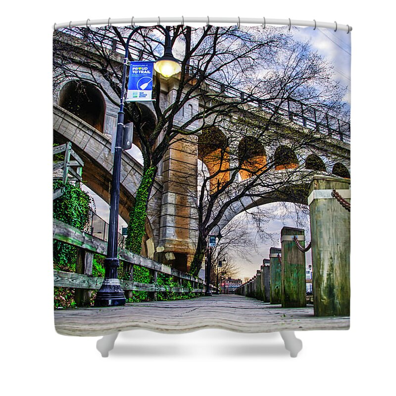 Spring Shower Curtain featuring the photograph A Spring Morning Along the Manayunk Canal by Bill Cannon