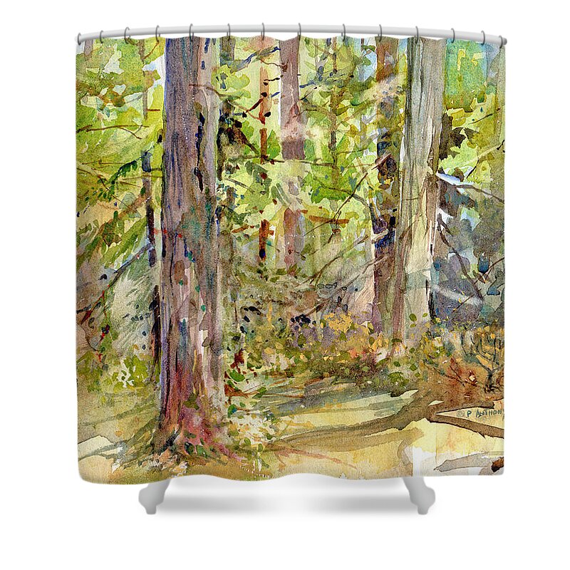 New England Scenes Shower Curtain featuring the painting A Stand of Trees by P Anthony Visco
