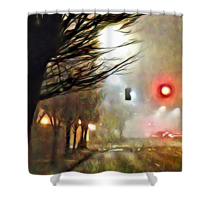 Landscape Shower Curtain featuring the digital art A Stop on My Journey by Paisley O'Farrell