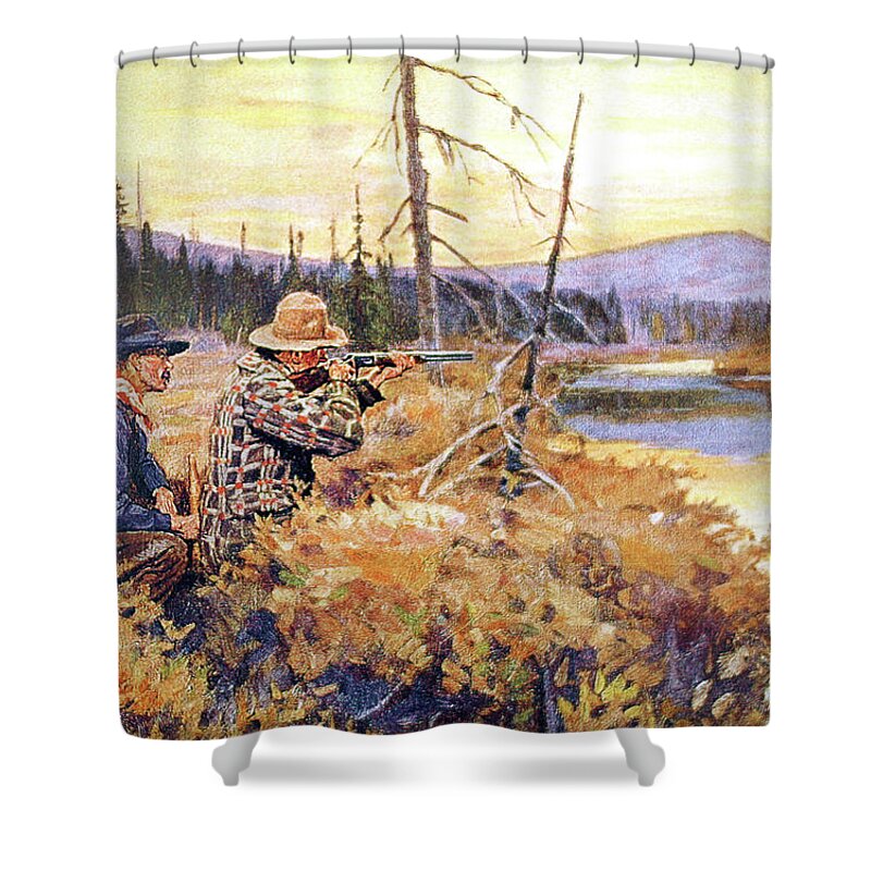 Outdoor Shower Curtain featuring the painting A Successful Call by Philip R Goodwin