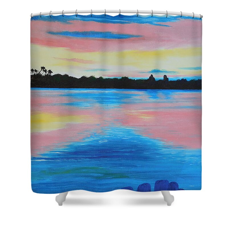 Siesta Key Shower Curtain featuring the painting A Sunrise On Siesta Key by Lloyd Dobson