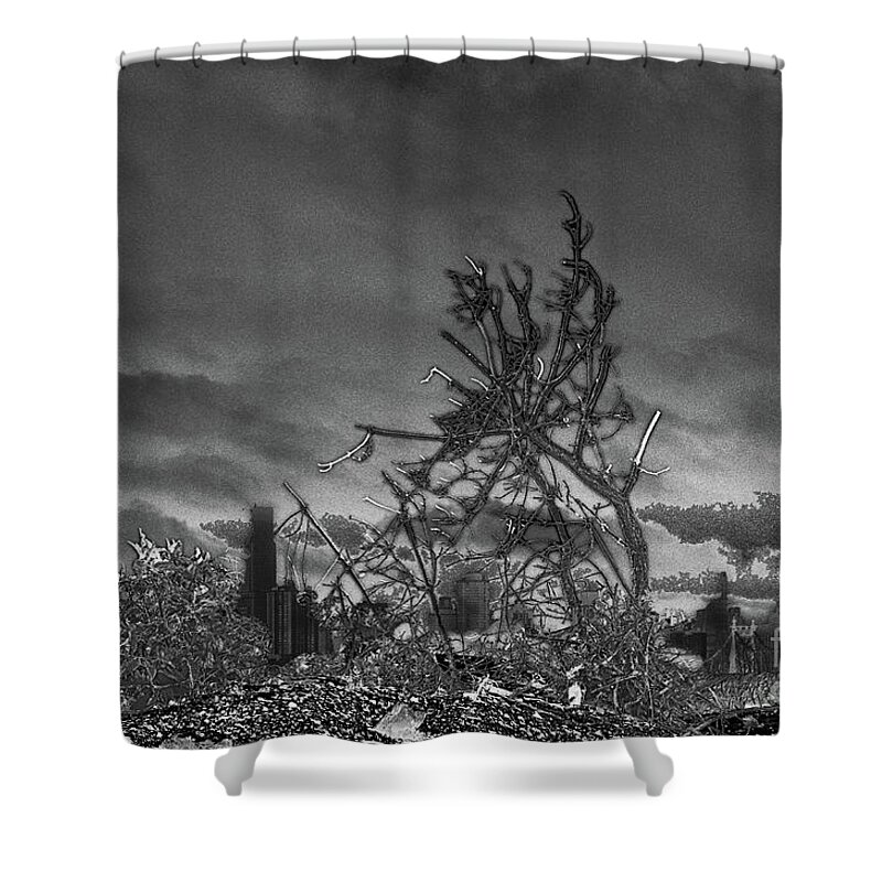 Apocalypse Shower Curtain featuring the digital art A Tree Grew In Brooklyn by Scott Evers