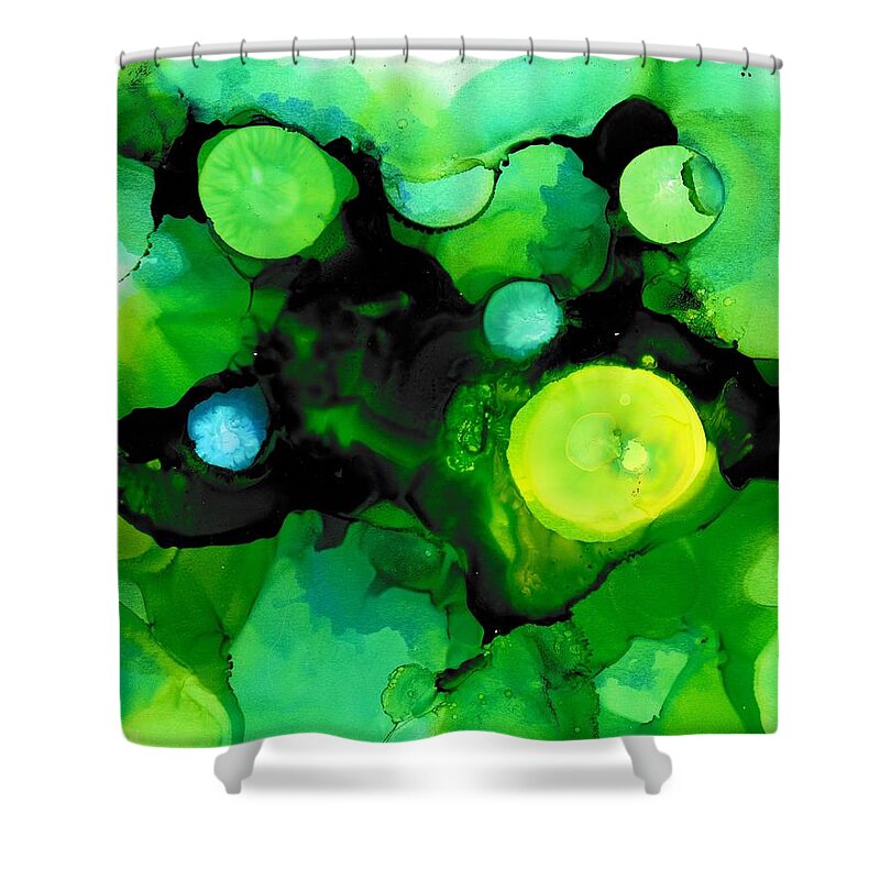 Abstract Shower Curtain featuring the painting A Tribute to the Emerald Isle by Louise Adams