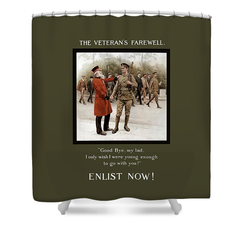Ww1 Shower Curtain featuring the painting A Veteran's Farewell - WW1 by War Is Hell Store