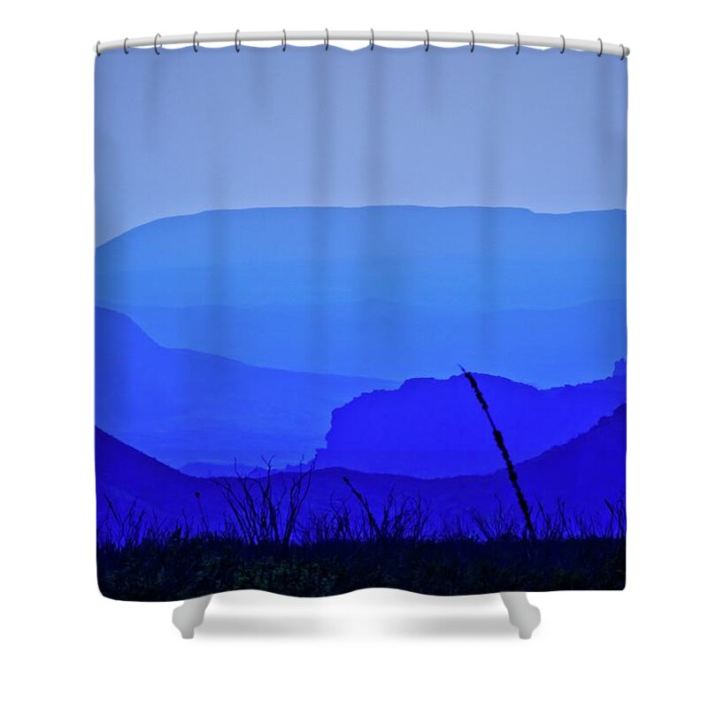 Big Bend Shower Curtain featuring the photograph A View of Blue by Linda Unger
