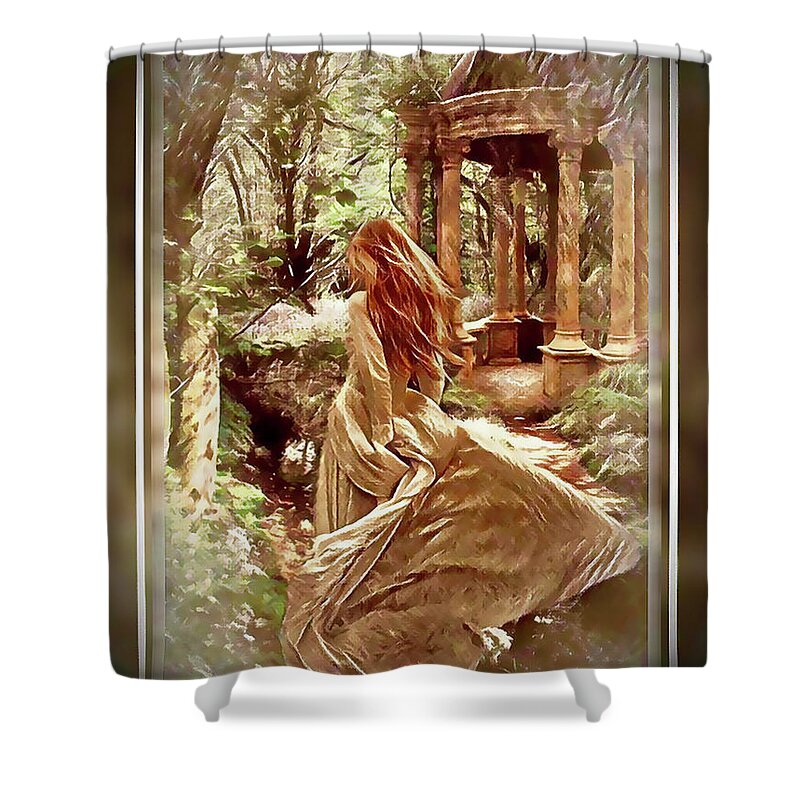Romantic Shower Curtain featuring the digital art A Walk in the Woods by Kathy Kelly