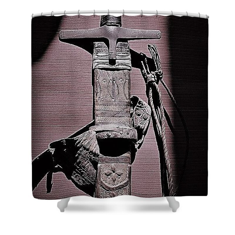 Sword Shower Curtain featuring the photograph A Warriors Sword by John Glass
