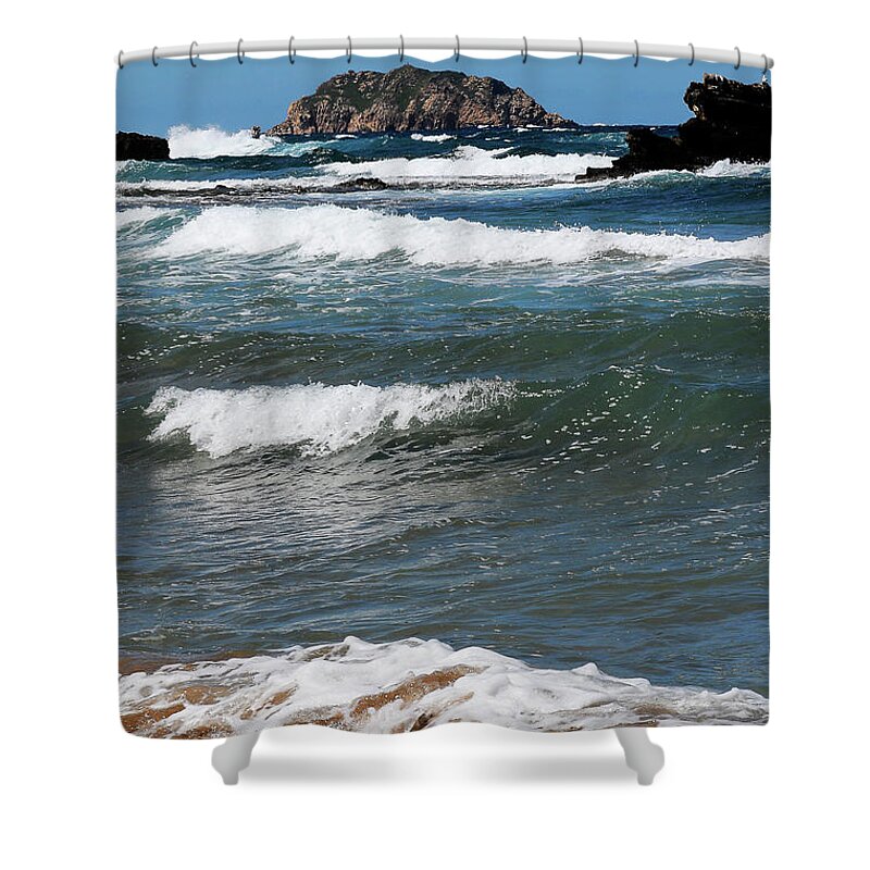 Outboor Shower Curtain featuring the photograph A windy day in the beach by Pedro Cardona Llambias