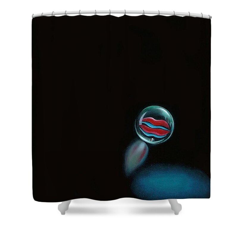 Marble Shower Curtain featuring the painting A Woman's Kiss Sealed Forever by Roger Calle