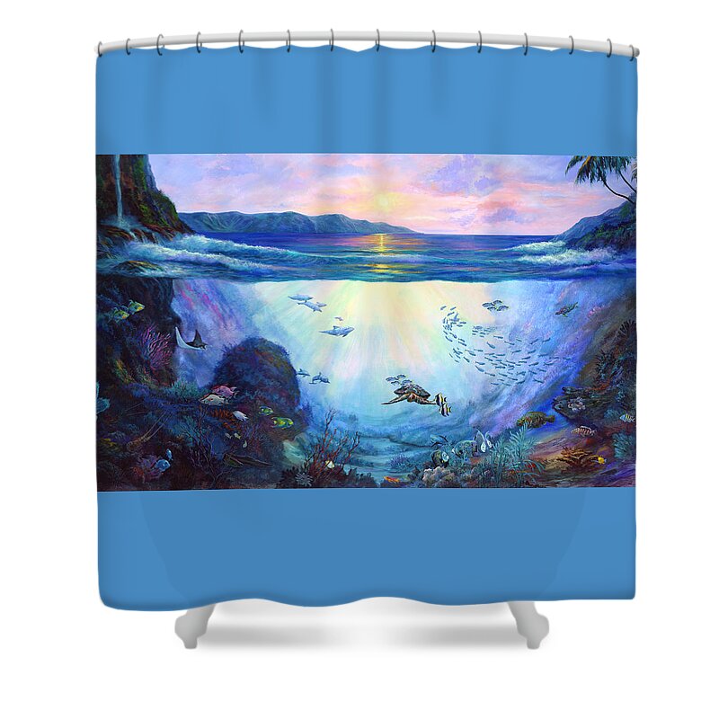 Large Sea Painting Shower Curtain featuring the painting A World Apart by Lynne Pittard