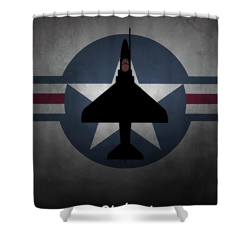 A4 Skyhawk Shower Curtain featuring the digital art A4 Skyhawk US Navy by Airpower Art
