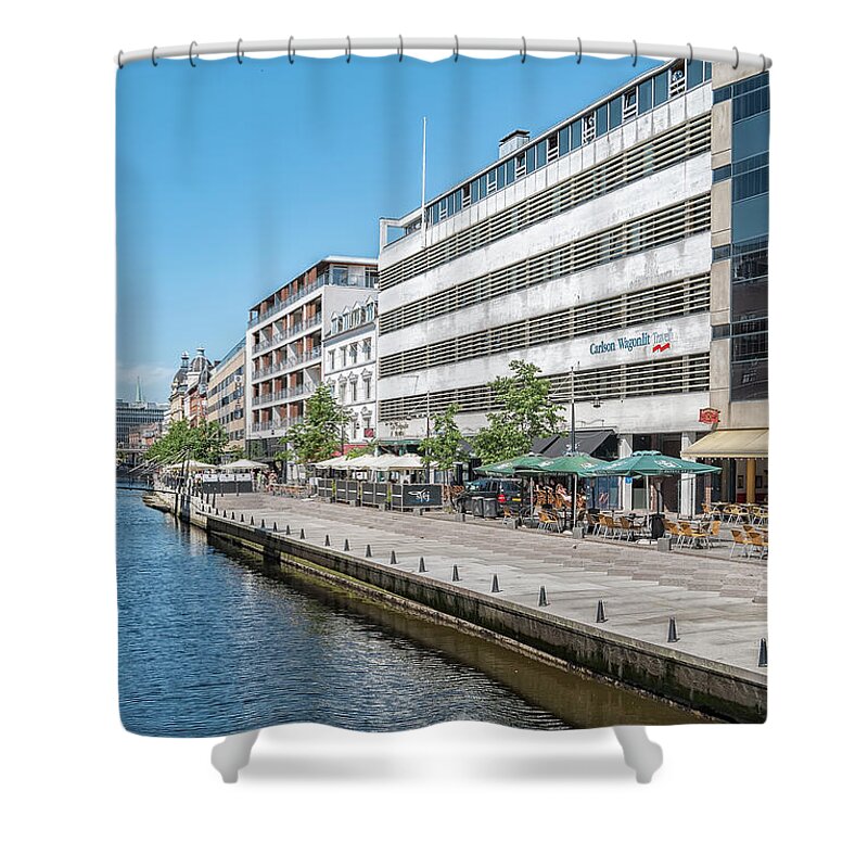 Aarhus Shower Curtain featuring the photograph Aarhus Canal Scene by Antony McAulay