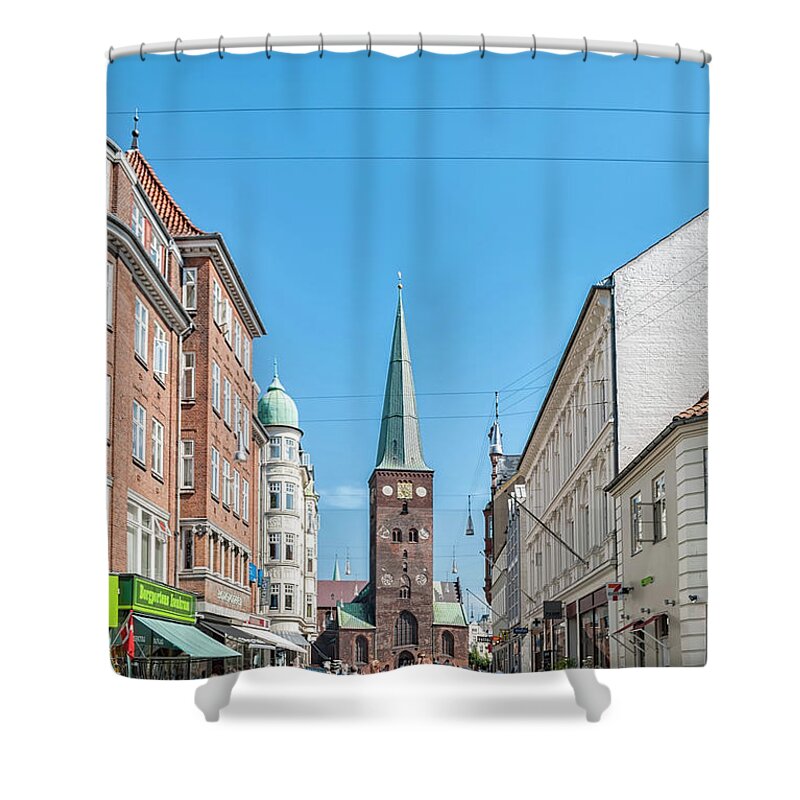 Aarhus Shower Curtain featuring the photograph Aarhus Street Scene by Antony McAulay