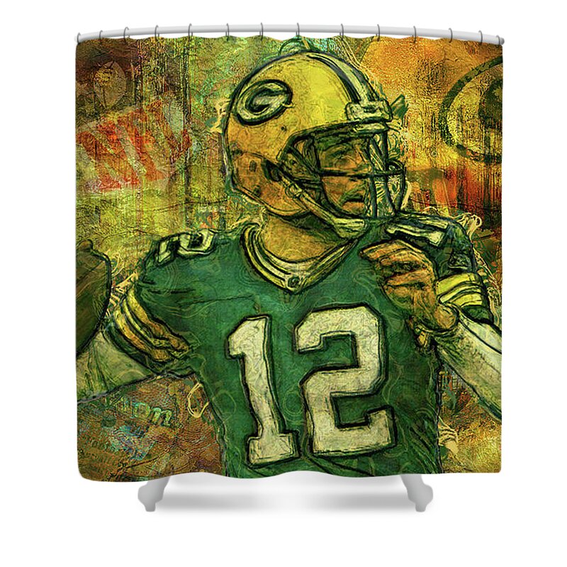 Aaron Rodgers 2 Green Bay Packers Shower Curtain by Jack Zulli - Fine Art  America