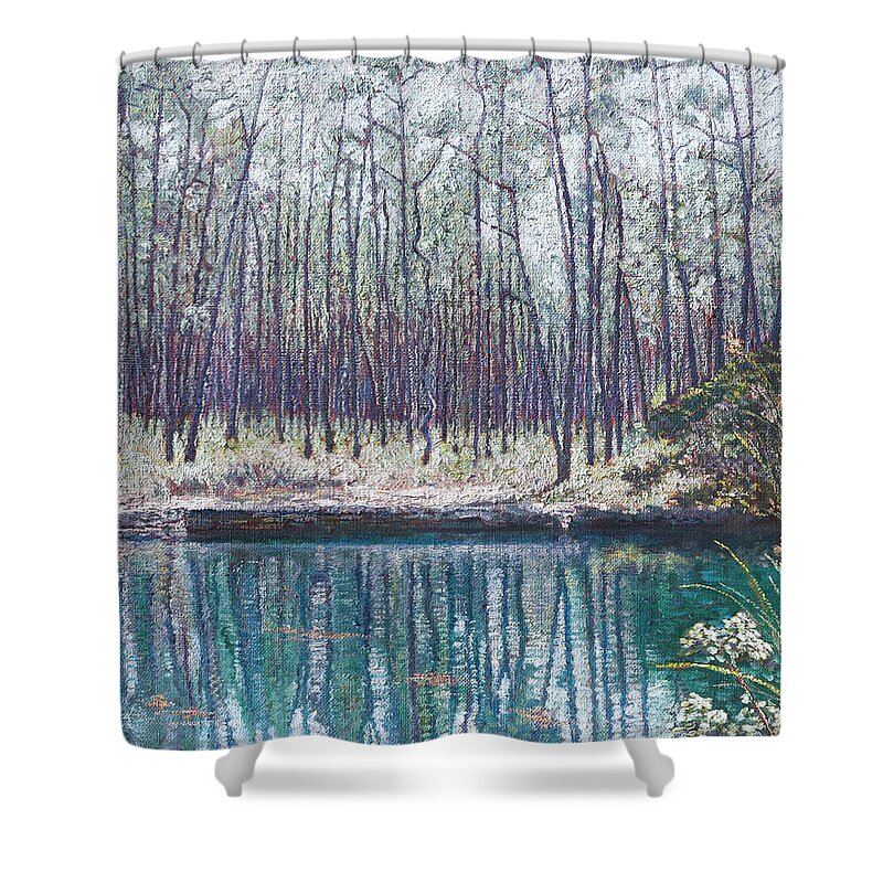 Abaco Blue Hole Shower Curtain featuring the painting Abaco Blue Hole by Ritchie Eyma