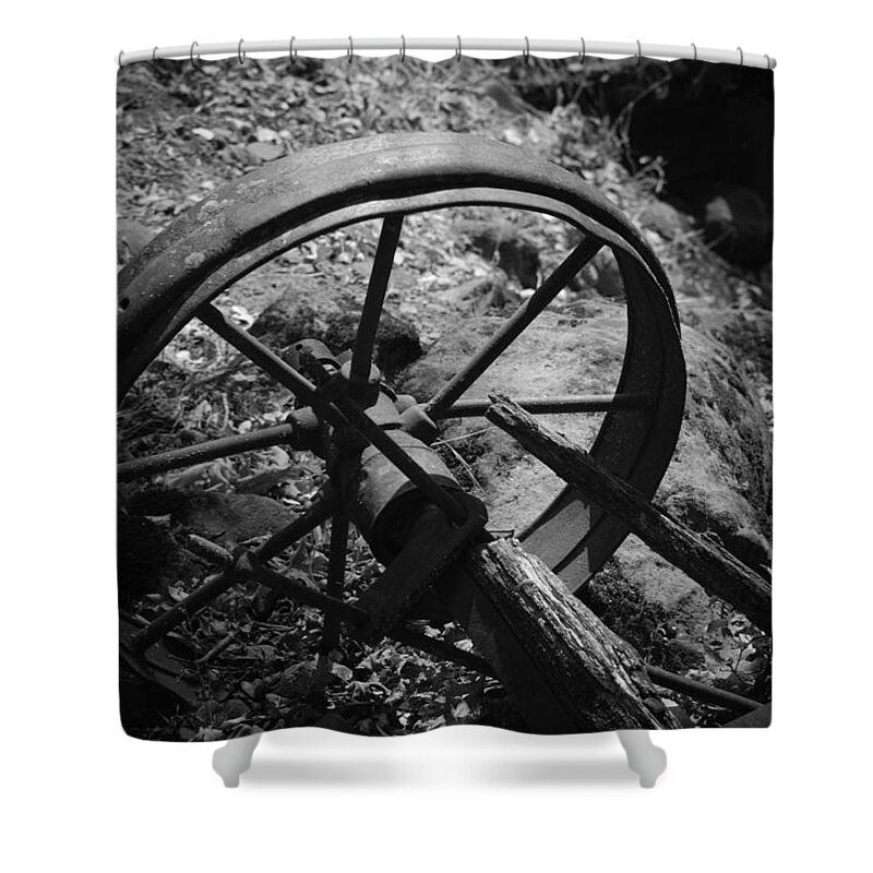 Wheel Shower Curtain featuring the photograph Abandoned by Frank Wilson