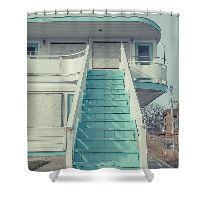 York Shower Curtain featuring the photograph Abandoned Motel by Edward Fielding