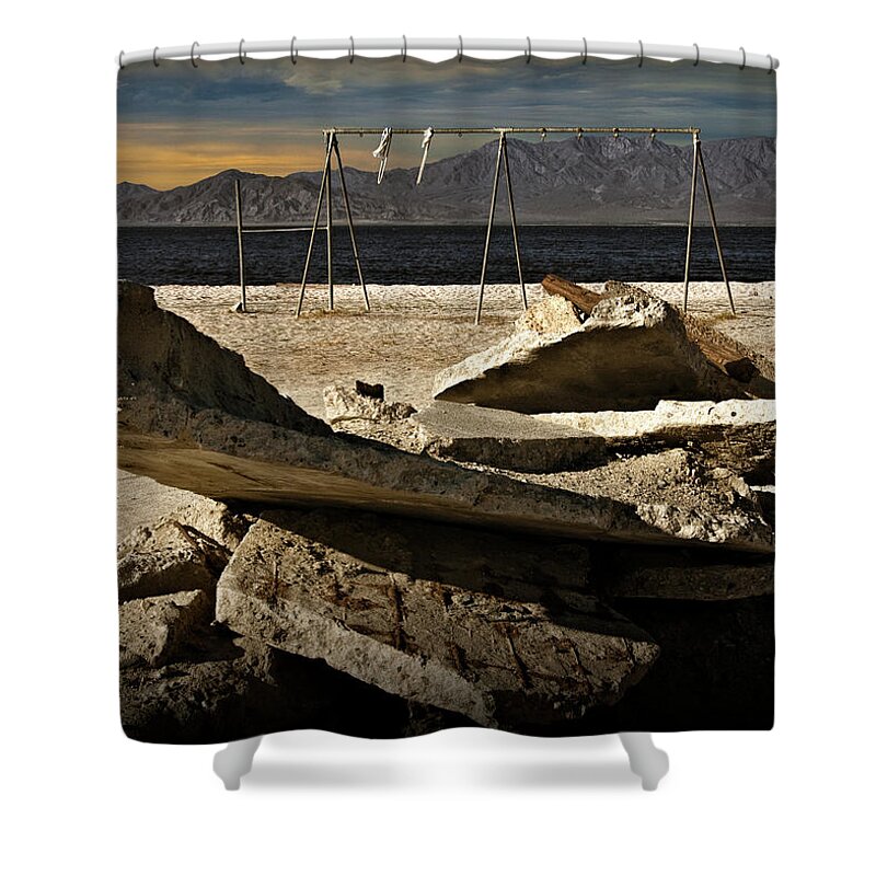 California Shower Curtain featuring the photograph Abandoned Ruins on the Eastern Shore of the Salton Sea by Randall Nyhof