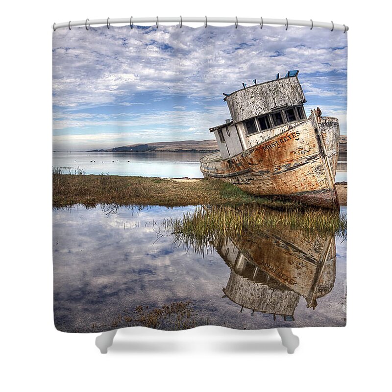 Abandoned Ship Shower Curtain featuring the photograph Abandoned Ship by Eddie Yerkish
