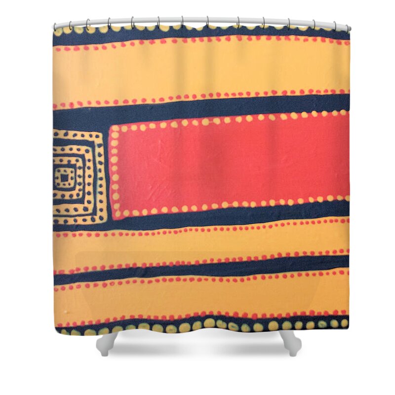 Aboriginal Abstract Shower Curtain featuring the painting Aboriginal #1 by Elise Boam