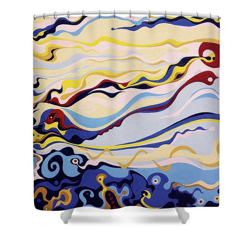 Abstract Shower Curtain featuring the painting Above and Beyond by Amy Ferrari