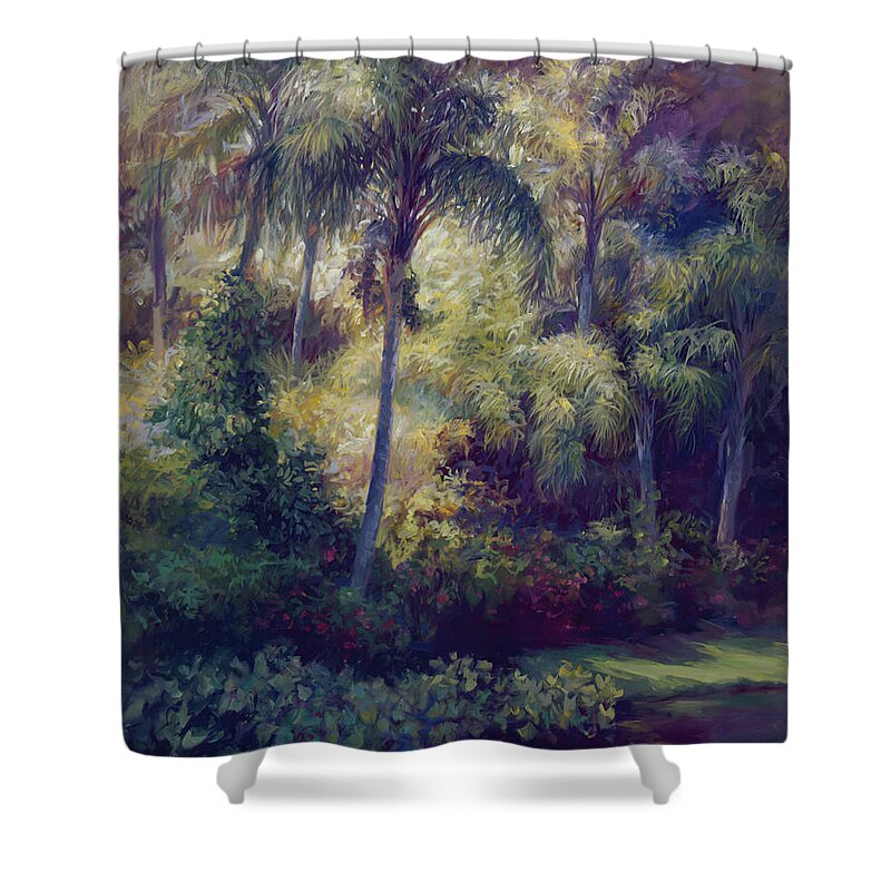 Scenic Shower Curtain featuring the painting Above the Palms by Laurie Snow Hein