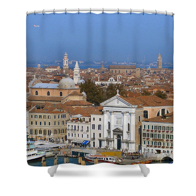 Venice Shower Curtain featuring the photograph Above Venice by Lin Grosvenor