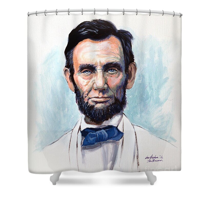 Abraham Lincoln Shower Curtain featuring the painting Abraham Lincoln by Christopher Shellhammer