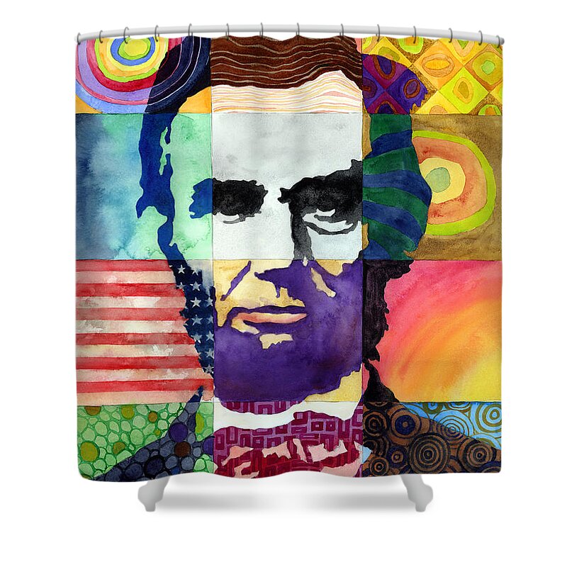 Abraham Shower Curtain featuring the painting Abraham Lincoln Portrait Study by Hailey E Herrera