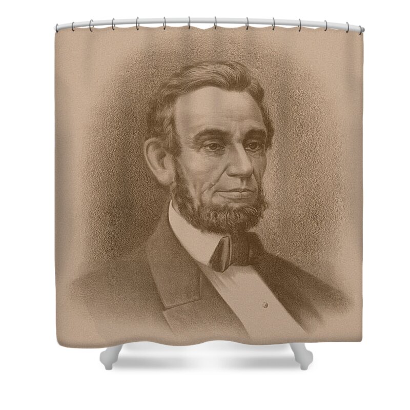 Abraham Lincoln Shower Curtain featuring the drawing Abraham Lincoln - Savior Of His Country by War Is Hell Store