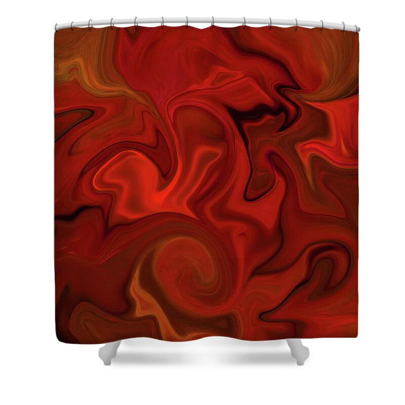 Abstract Shower Curtain featuring the digital art Abstract - Rich Rusts by Kerri Ligatich