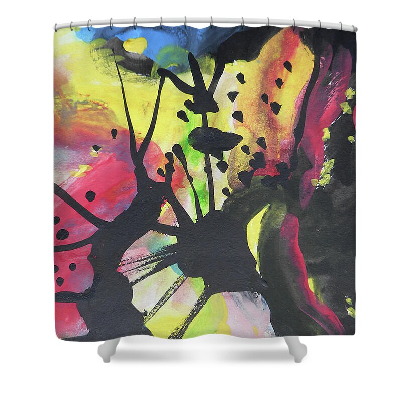Katerina Stamatelos Shower Curtain featuring the painting Abstract-2 by Katerina Stamatelos
