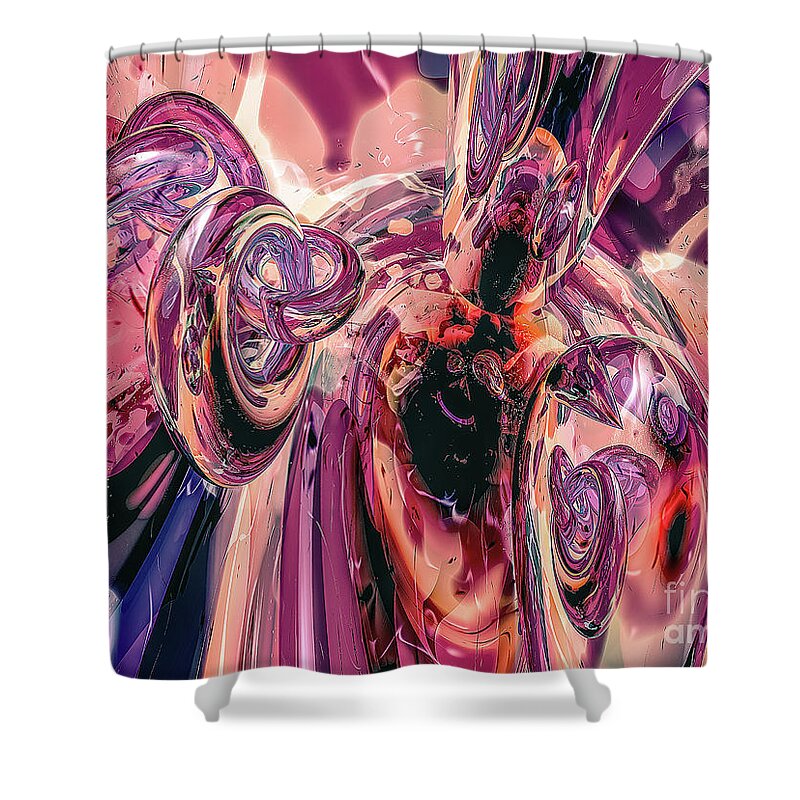 Macro Shower Curtain featuring the digital art Abstract 3D Rings Macro by Phil Perkins