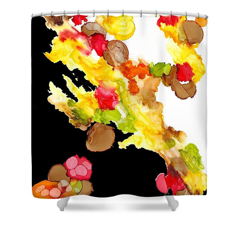 Flowers Shower Curtain featuring the mixed media Abstract Bouquet by Mary Zimmerman