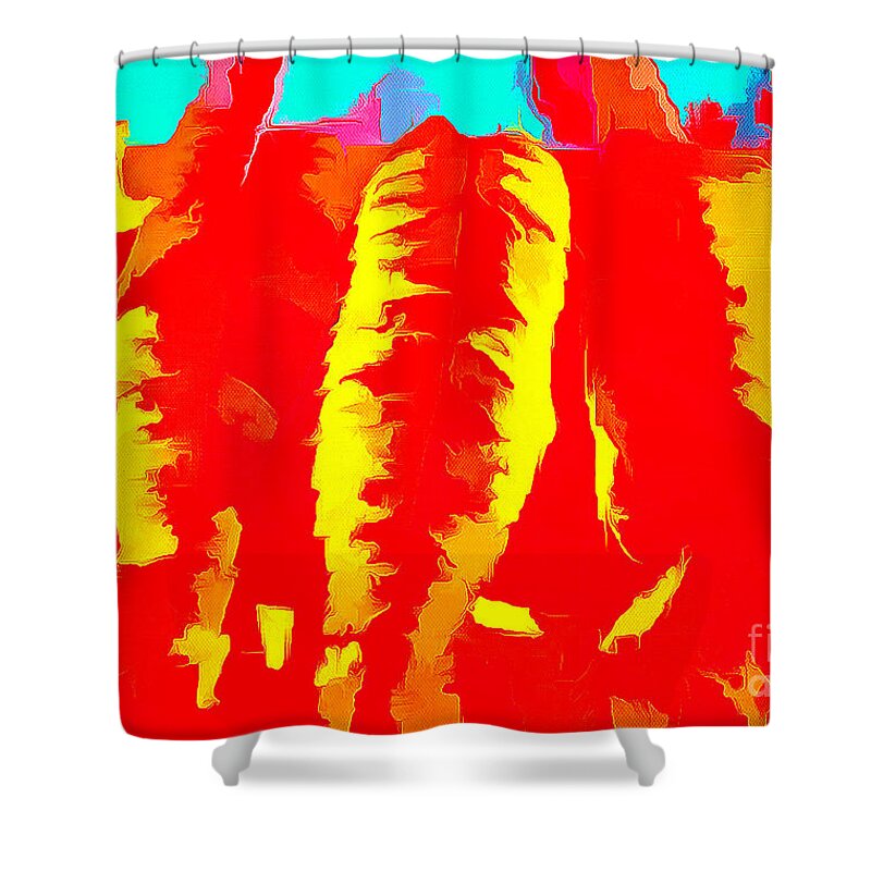 Digital Painting Shower Curtain featuring the digital art Abstract Carrots by Humphrey Isselt