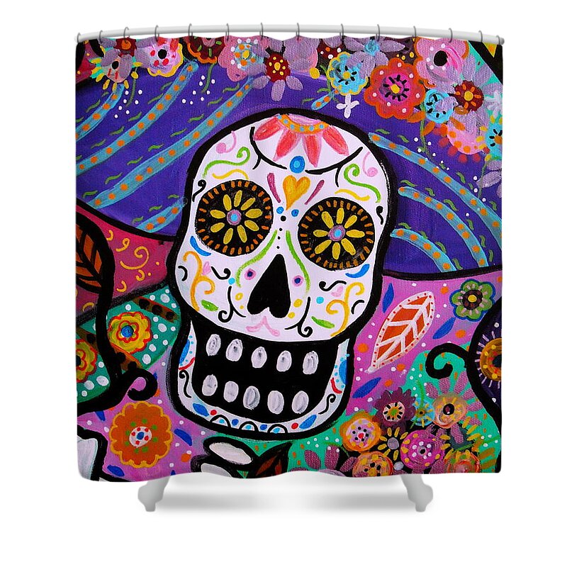 Catrina Shower Curtain featuring the painting Abstract Catrina #1 by Pristine Cartera Turkus