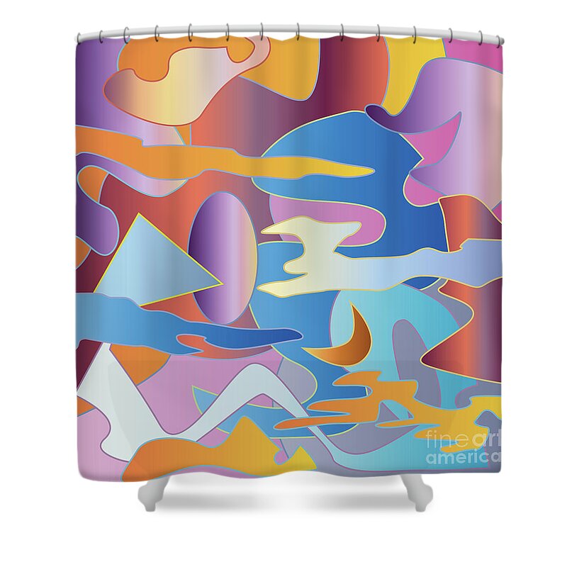 Abstract Shower Curtain featuring the digital art Abstract Colorful Sky Tones Dawn Sunset Daylight Evening by Beverly Claire Kaiya