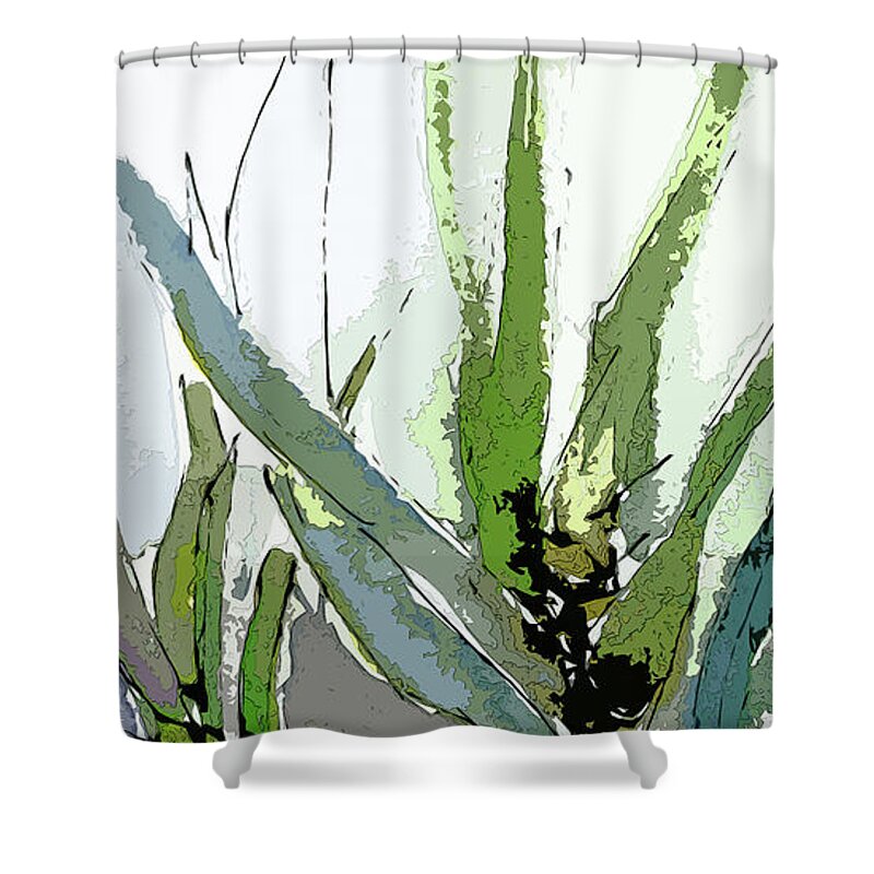 Abstract Shower Curtain featuring the mixed media Abstract Cool Color Sonata 1 by Ginette Callaway