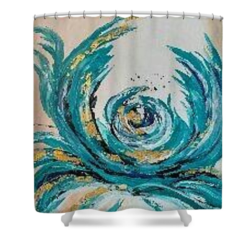 Whimsical Shower Curtain featuring the painting Abstract Flower by Lynne McQueen