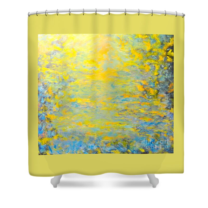 Gold Shower Curtain featuring the painting Blue And Gold by Dagmar Helbig