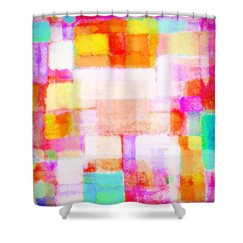 Abstract Shower Curtain featuring the painting Abstract Geometric Colorful Pattern by Setsiri Silapasuwanchai