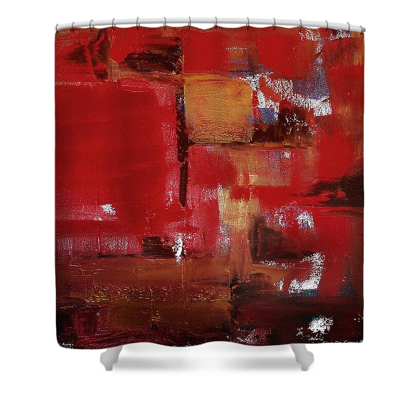 Abstract Shower Curtain featuring the painting Abstract in Red by Gina De Gorna