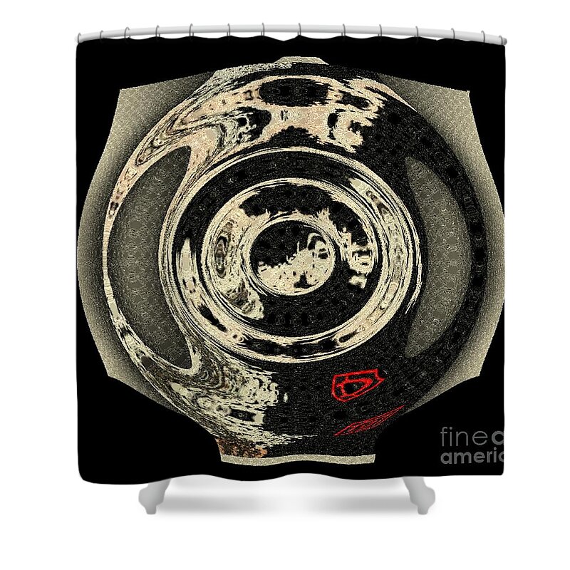 Abstract Shower Curtain featuring the digital art Abstract Japanese Vase Black by Dorlea Ho