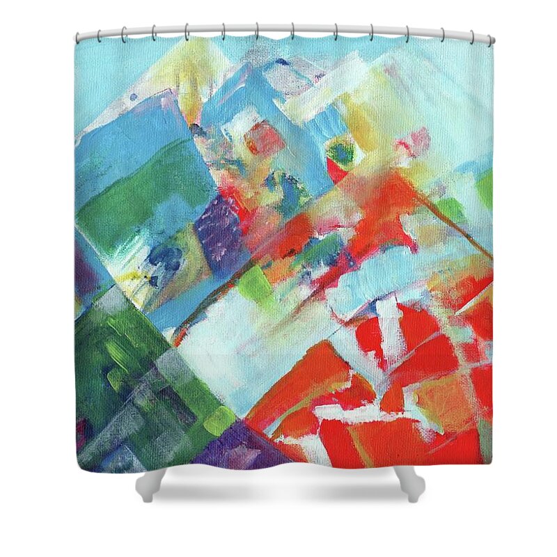 Abstract Shower Curtain featuring the painting Abstract landscape1 by Mary Armstrong