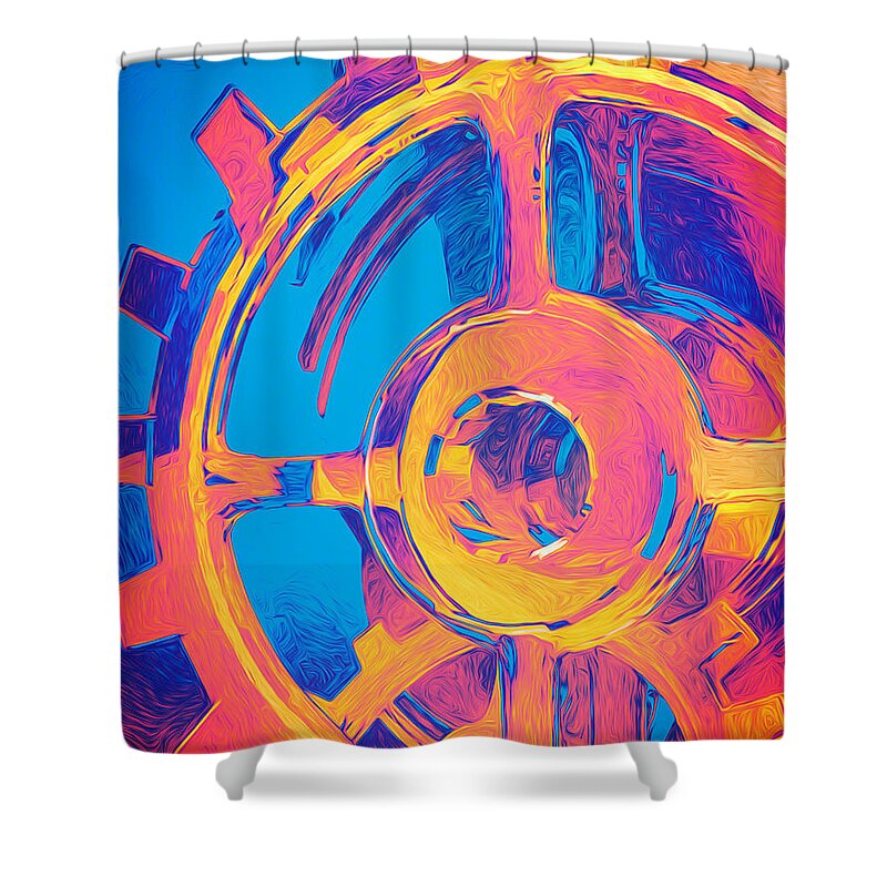 Surreal Shower Curtain featuring the digital art Abstract Macro Gears by Phil Perkins
